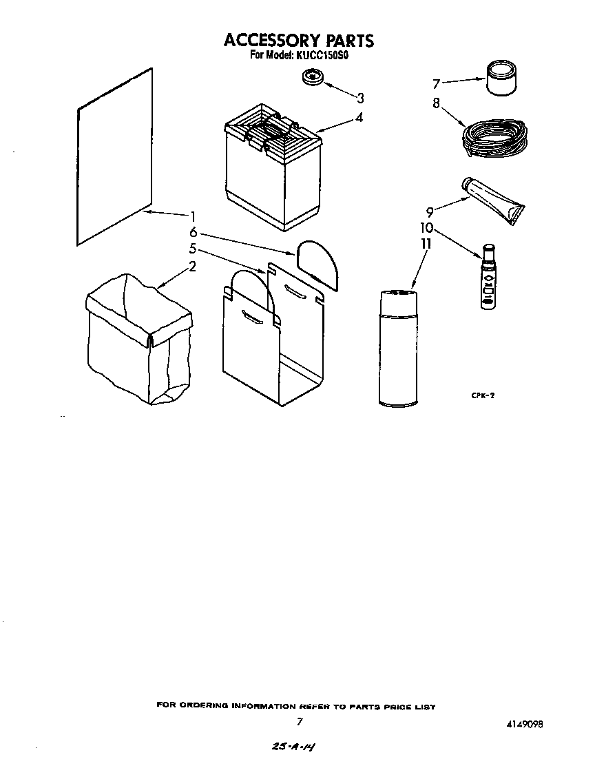 KitchenAid KUCC150S0 accessory diagram