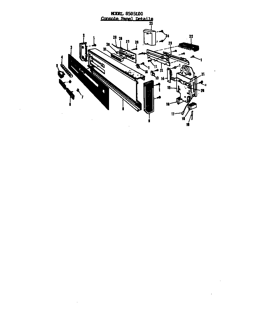 Roper 8505L00 console panel diagram