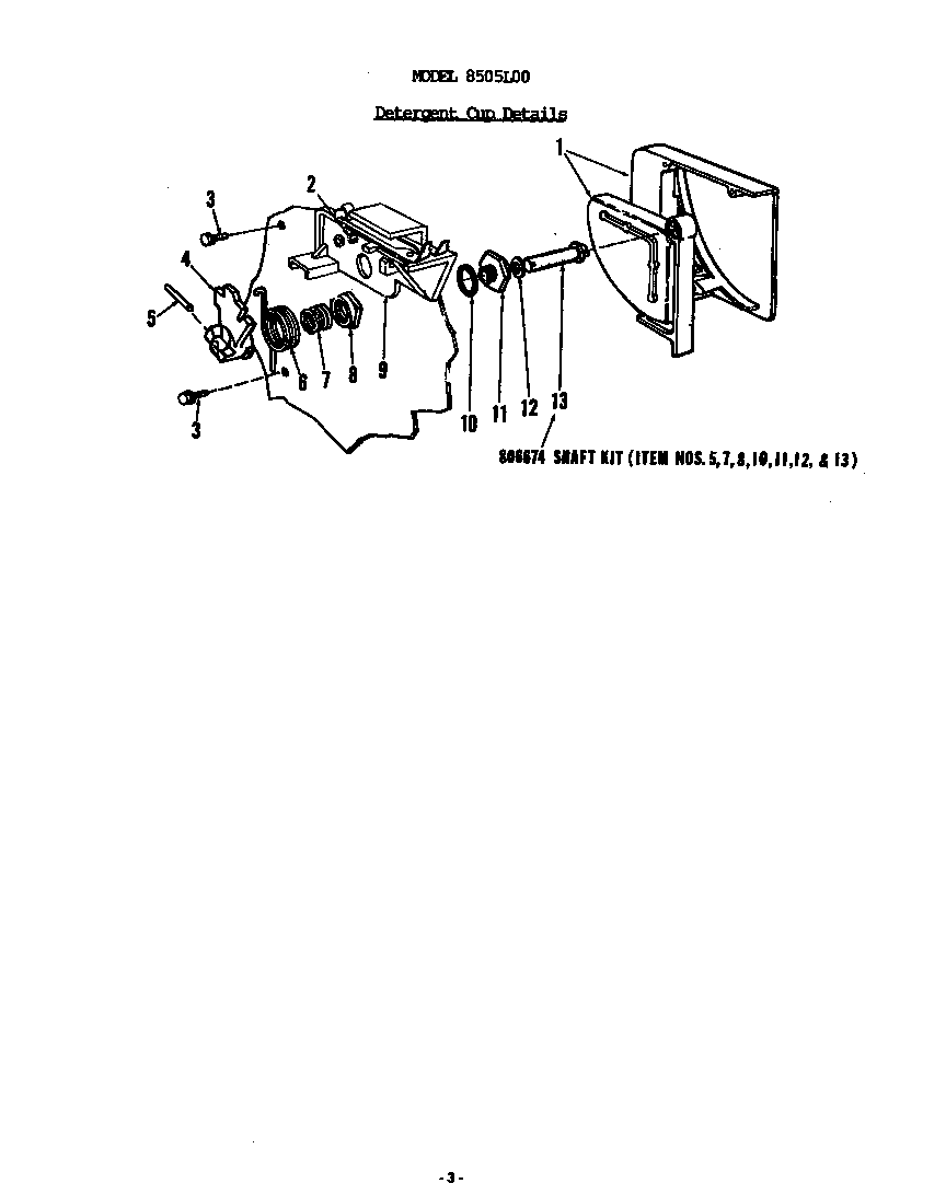 Roper 8505L00 detergent cup diagram