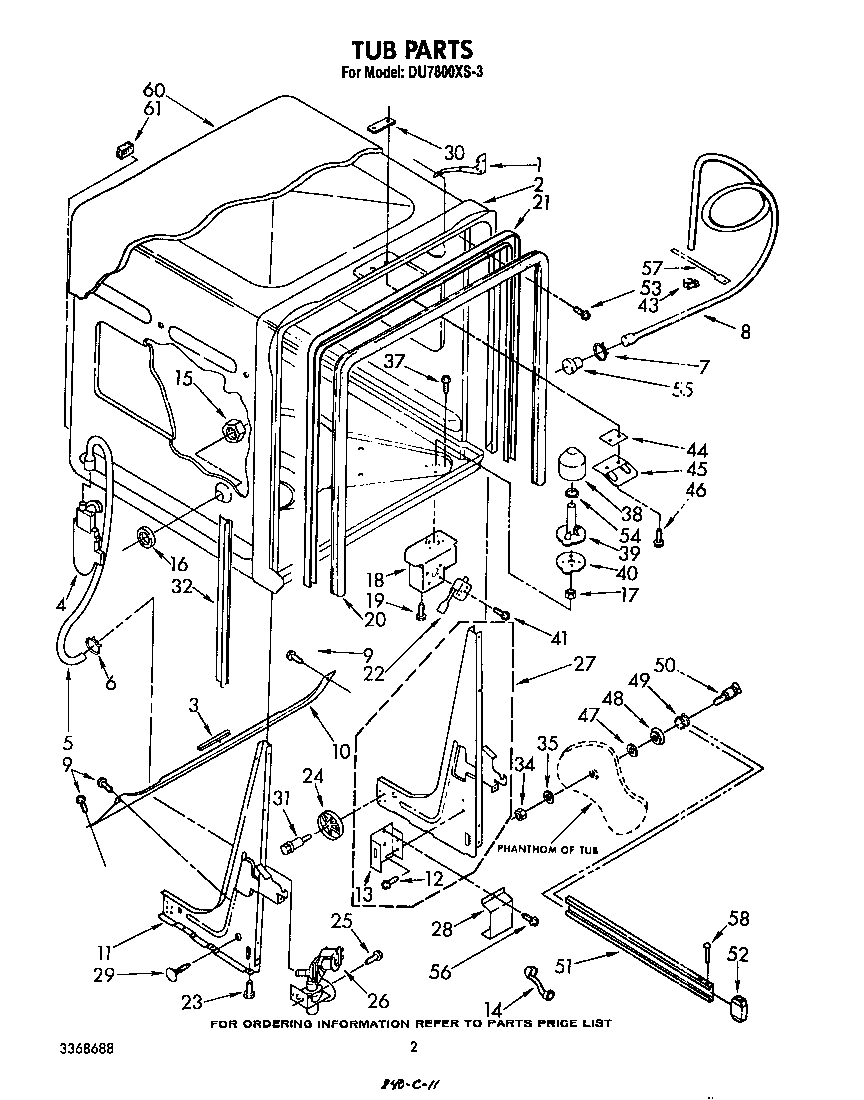 Whirlpool DU7800XS3 tub diagram
