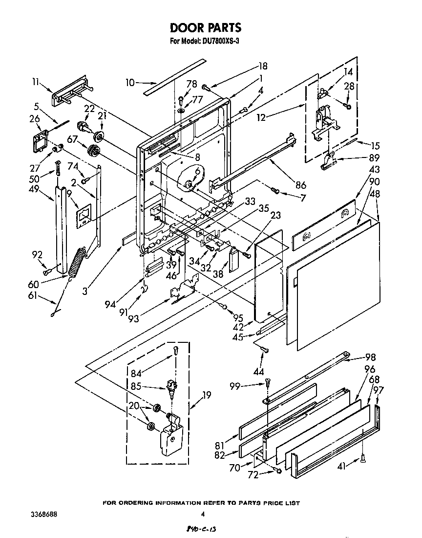 Whirlpool DU7800XS3 door diagram