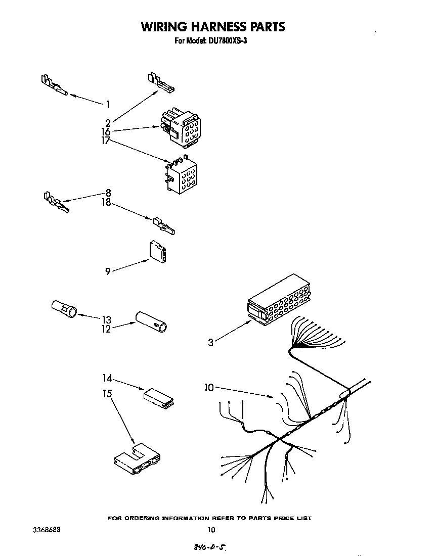 Whirlpool DU7800XS3 wiring harness diagram