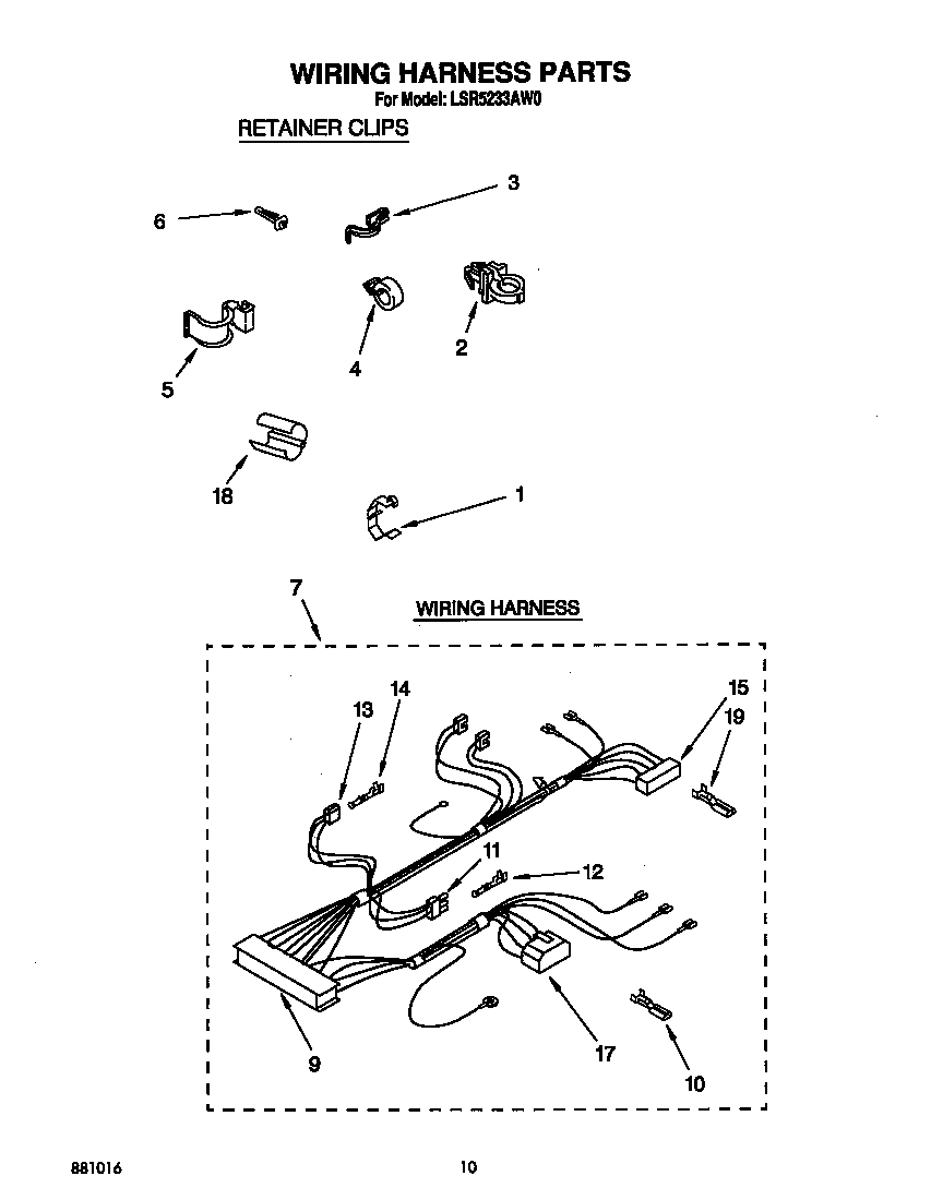 Whirlpool LSR5233AW0 wiring harness diagram
