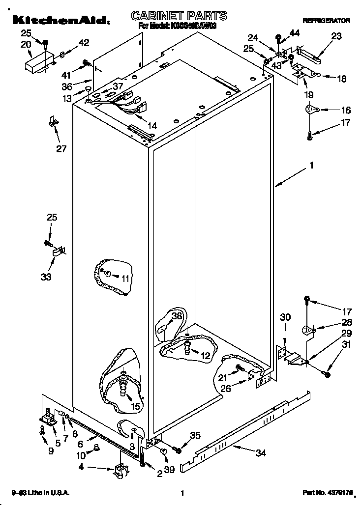 KitchenAid KSSS48DAW03 cabinet diagram