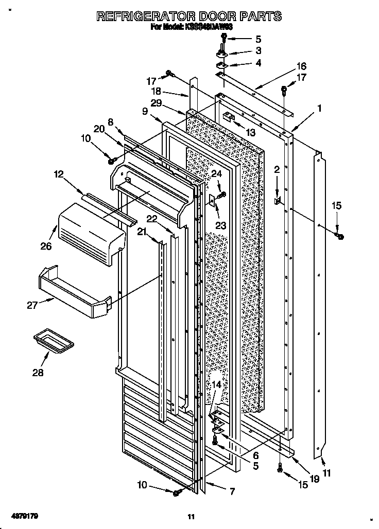 KitchenAid KSSS48DAW03 refrigerator door diagram