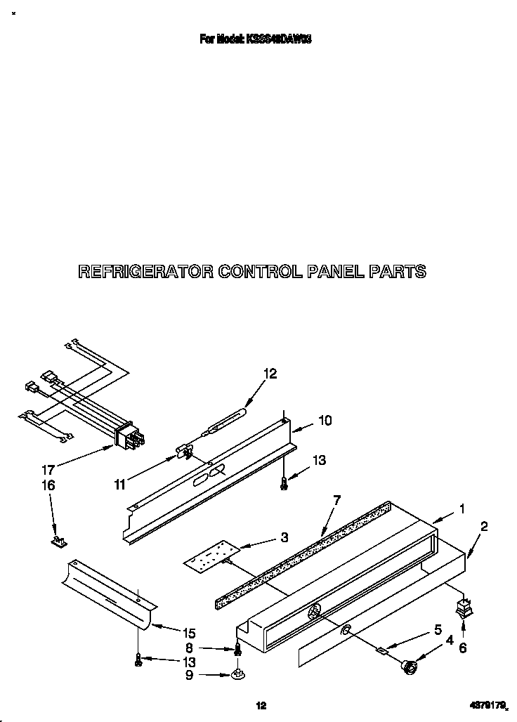 KitchenAid KSSS48DAW03 refrigerator control panel diagram