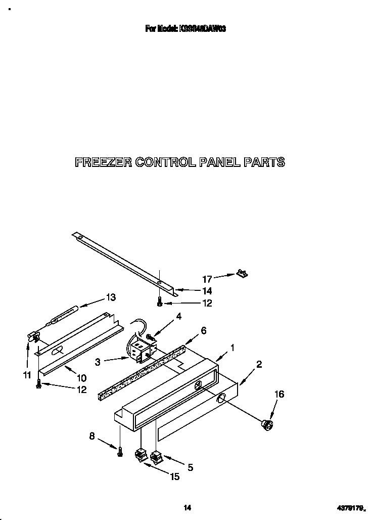 KitchenAid KSSS48DAW03 freezer control panel diagram