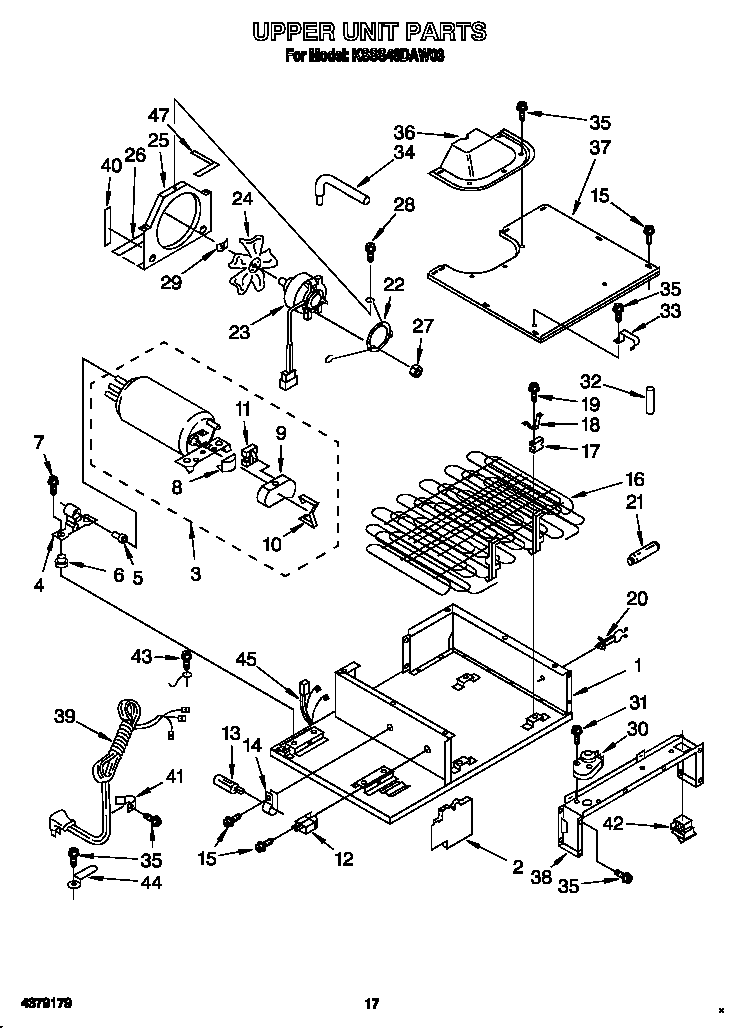 KitchenAid KSSS48DAW03 upper unit diagram