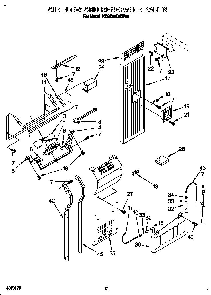 KitchenAid KSSS48DAW03 air flow and reservoir diagram