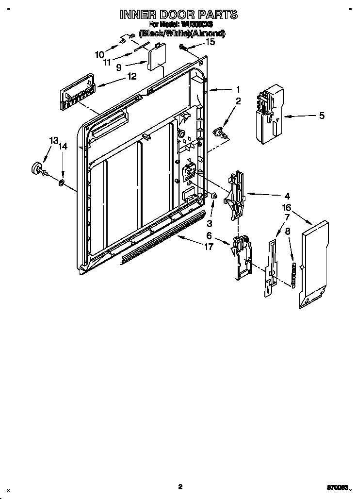Roper WU3000X6 inner door diagram