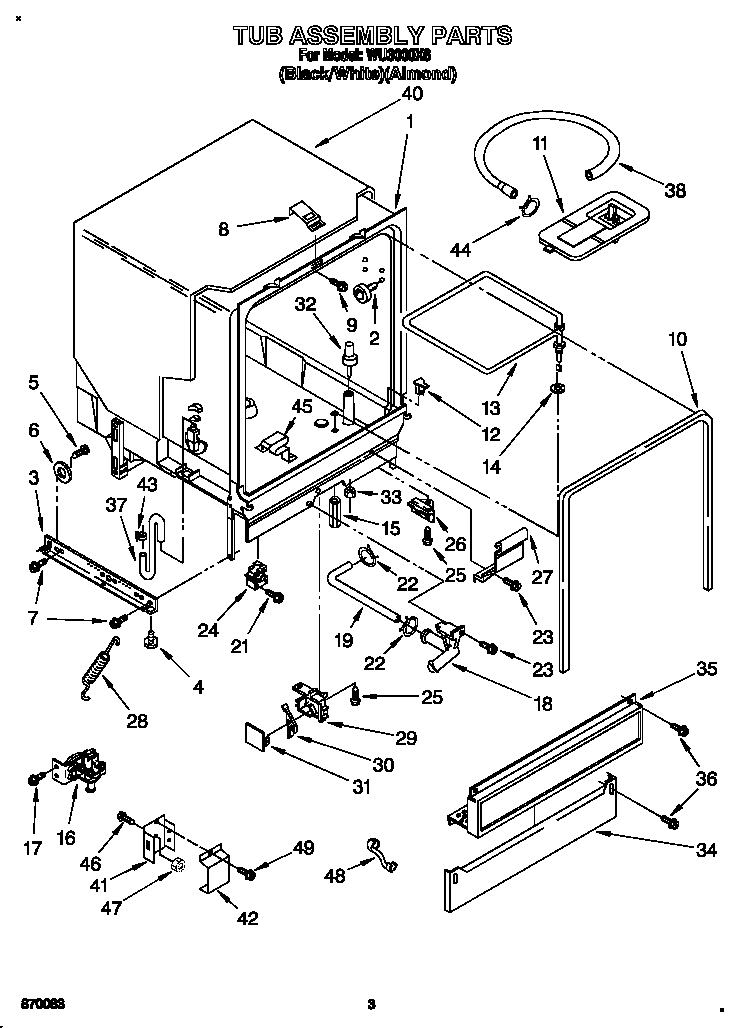 Roper WU3000X6 tub assembly diagram