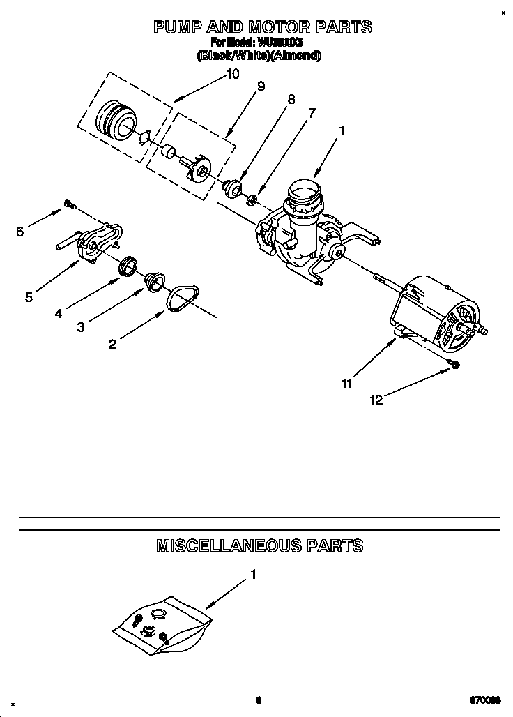 Roper WU3000X6 pump and motor diagram