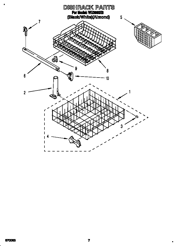 Roper WU3000X6 dishrack diagram