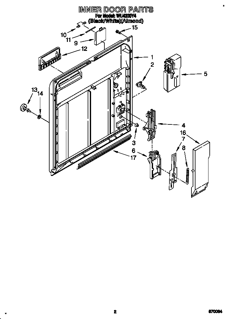 Roper WU4300Y4 inner door diagram