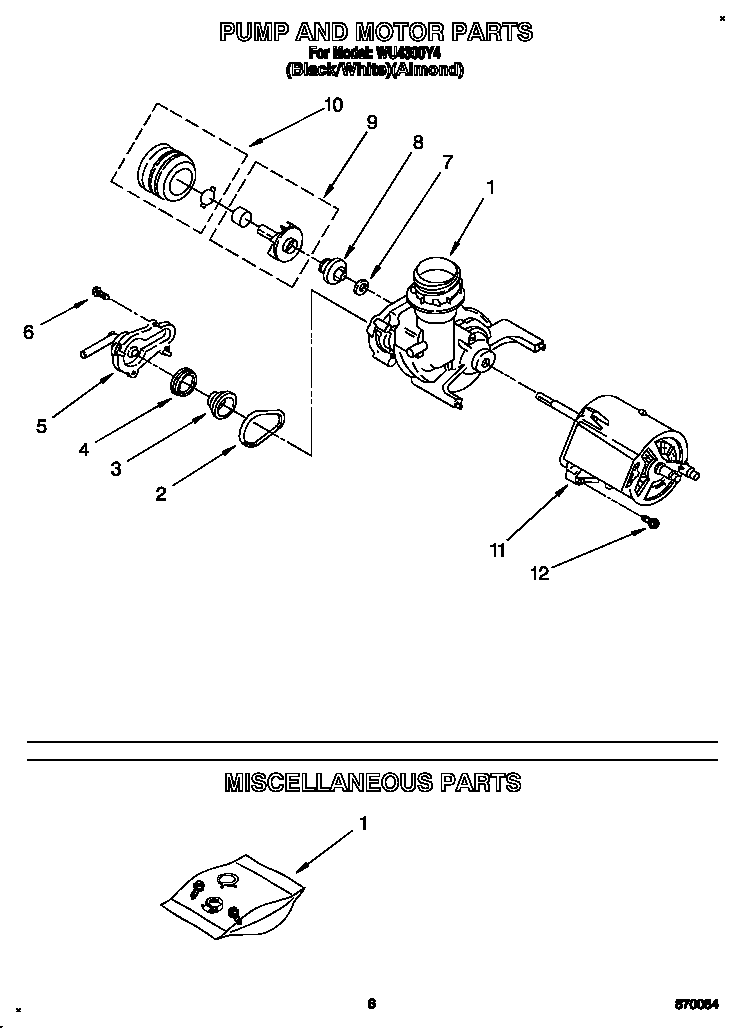 Roper WU4300Y4 pump and motor diagram