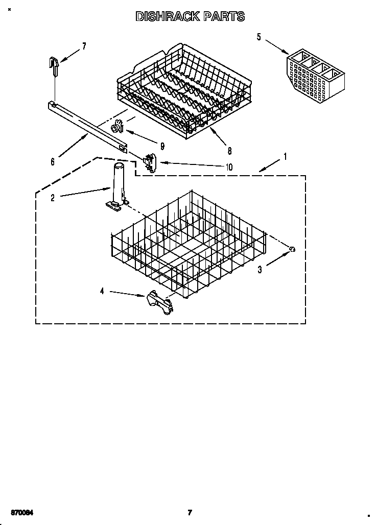 Roper WU4300Y4 dishrack diagram