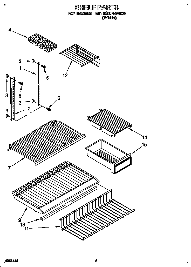 Whirlpool ET18SKRAW00 shelf diagram