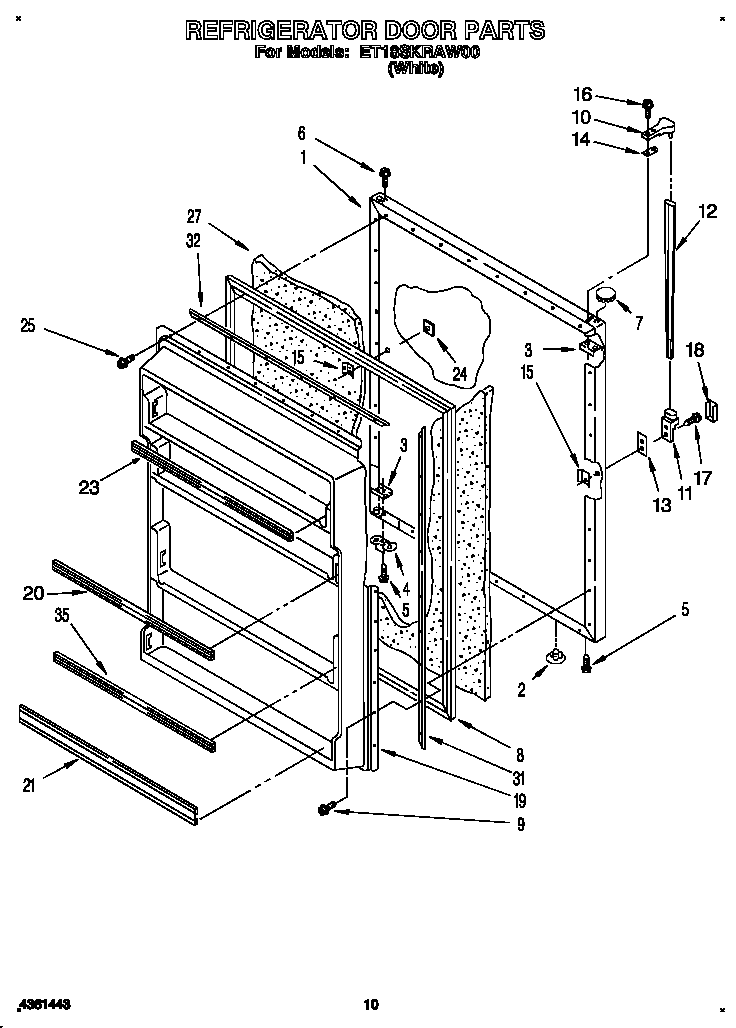 Whirlpool ET18SKRAW00 refrigerator door diagram