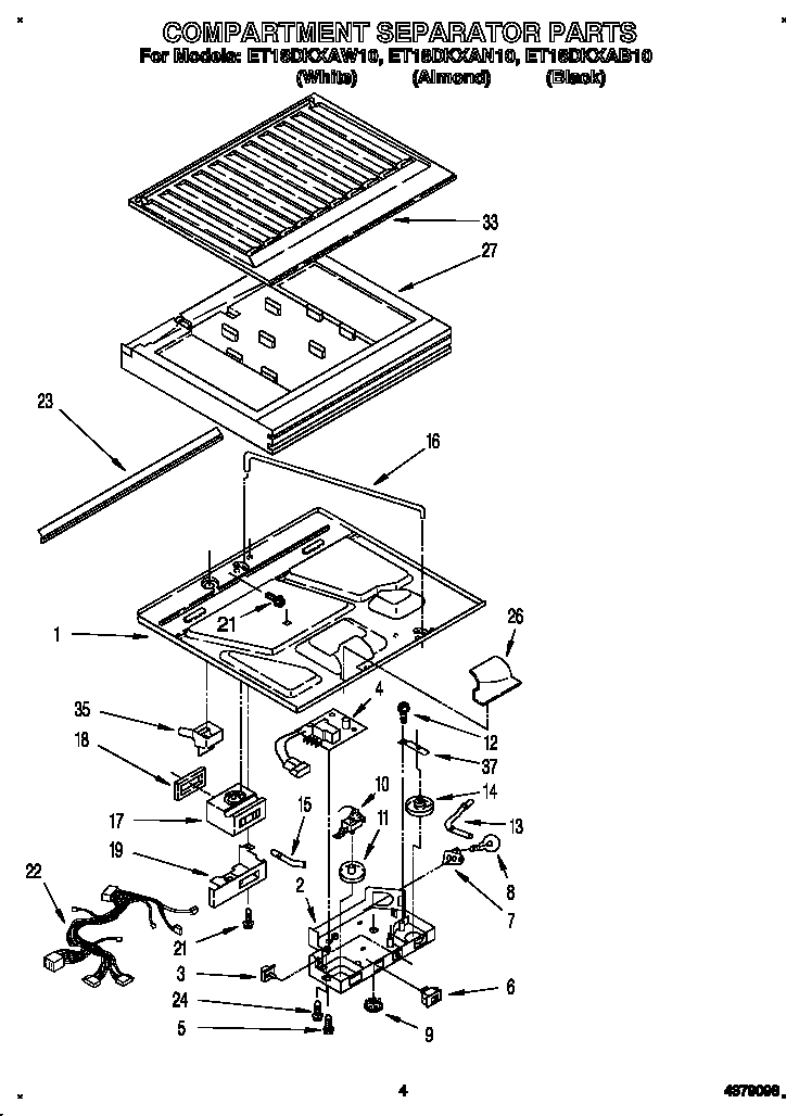 Whirlpool ET18DKXAW10 compartment separator diagram