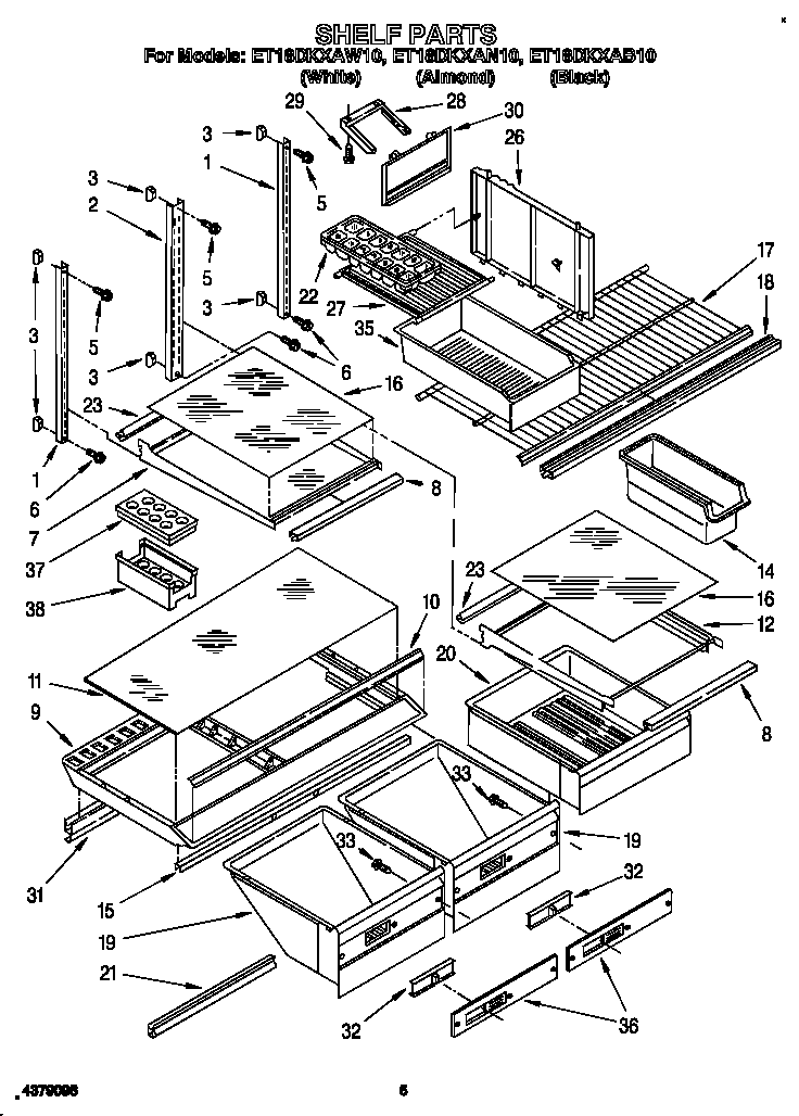 Whirlpool ET18DKXAW10 shelf diagram