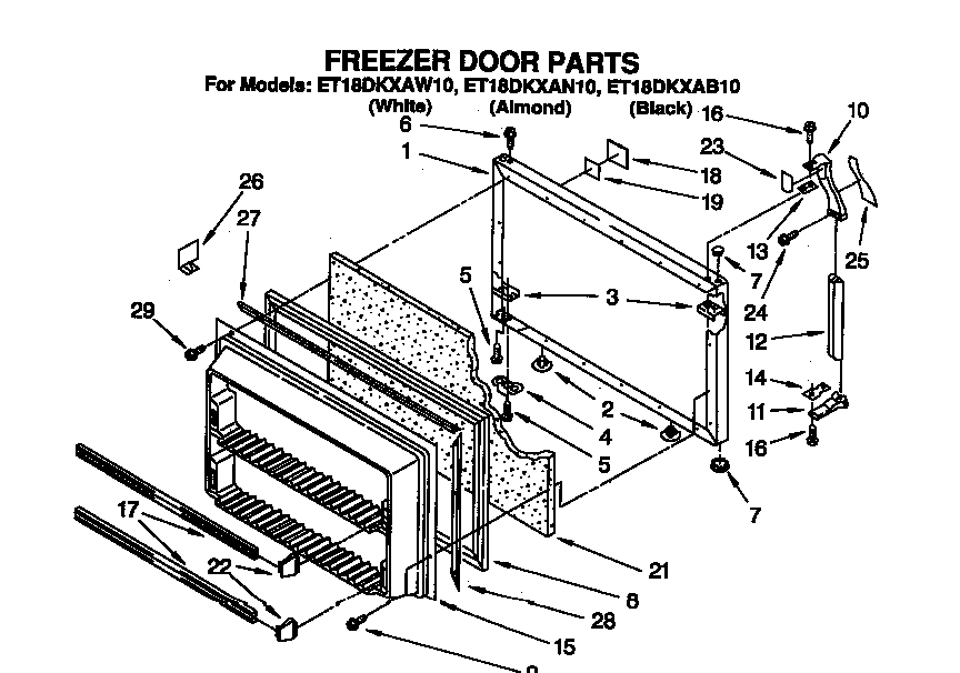 Whirlpool ET18DKXAW10 freezer door diagram