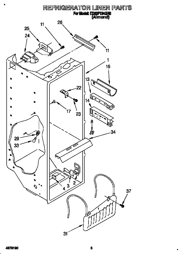 Whirlpool ED22F134QN0 refrigerator liner diagram