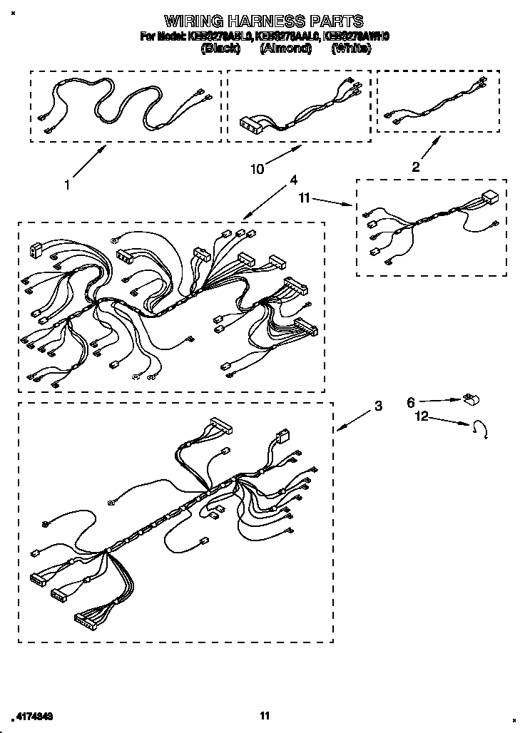 KitchenAid KEBS278AWH0 wiring harness diagram
