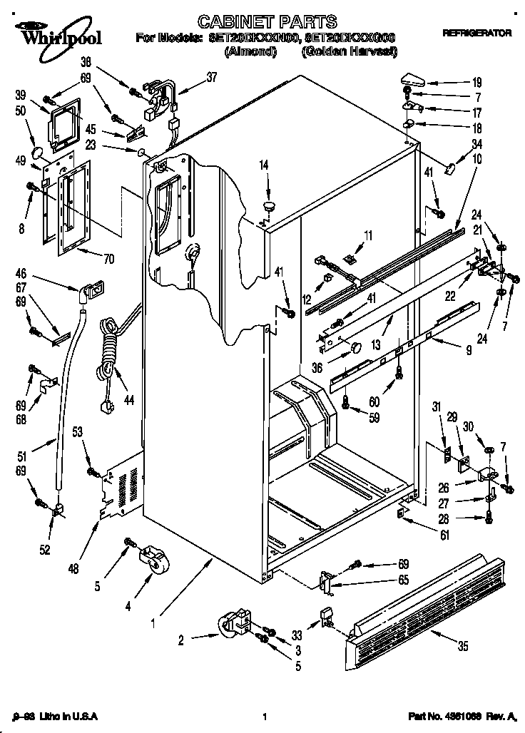 Whirlpool 8ET20DKXXN00 cabinet diagram