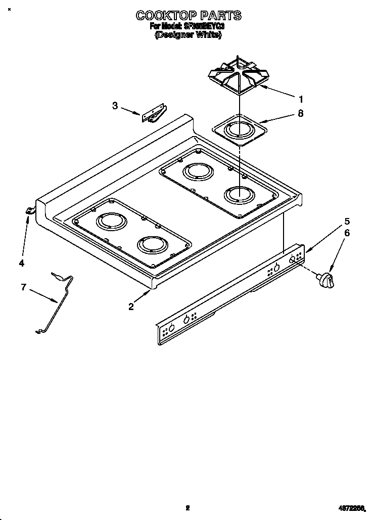 Whirlpool SF365BEYQ3 cooktop diagram
