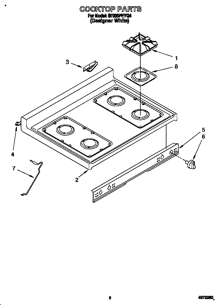 Whirlpool SF385PEYQ4 cooktop diagram