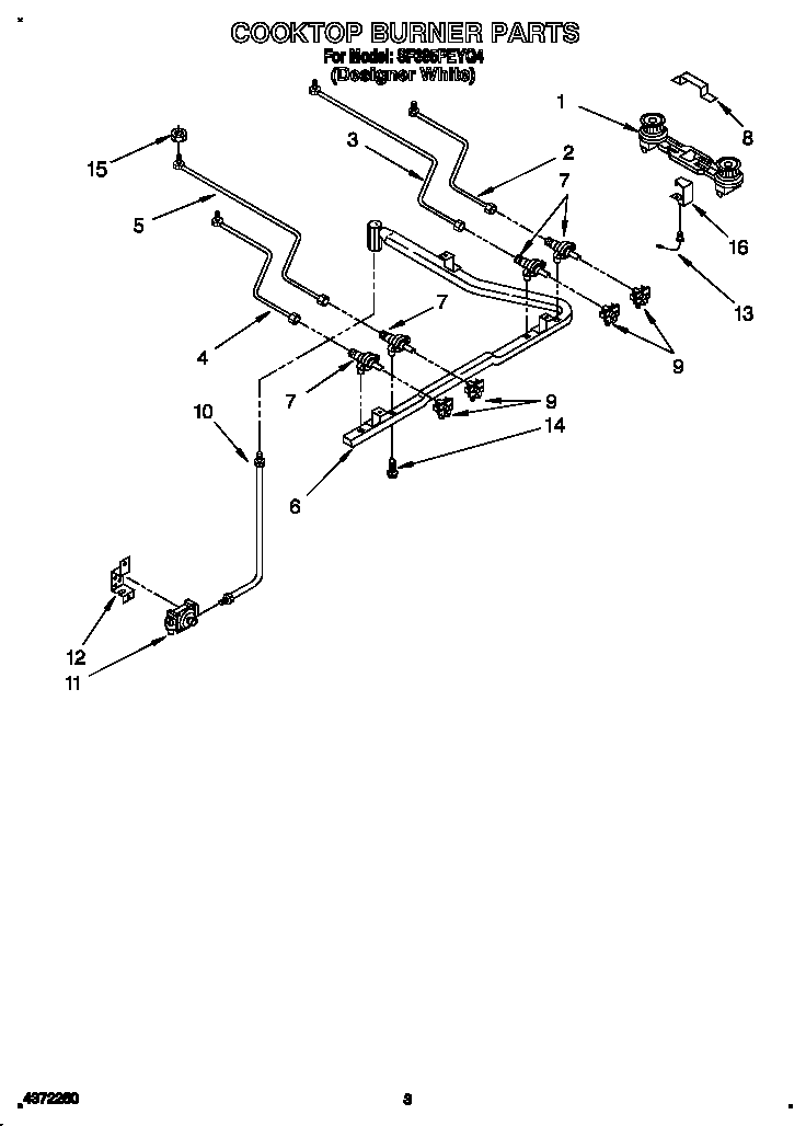 Whirlpool SF385PEYQ4 cooktop burner diagram