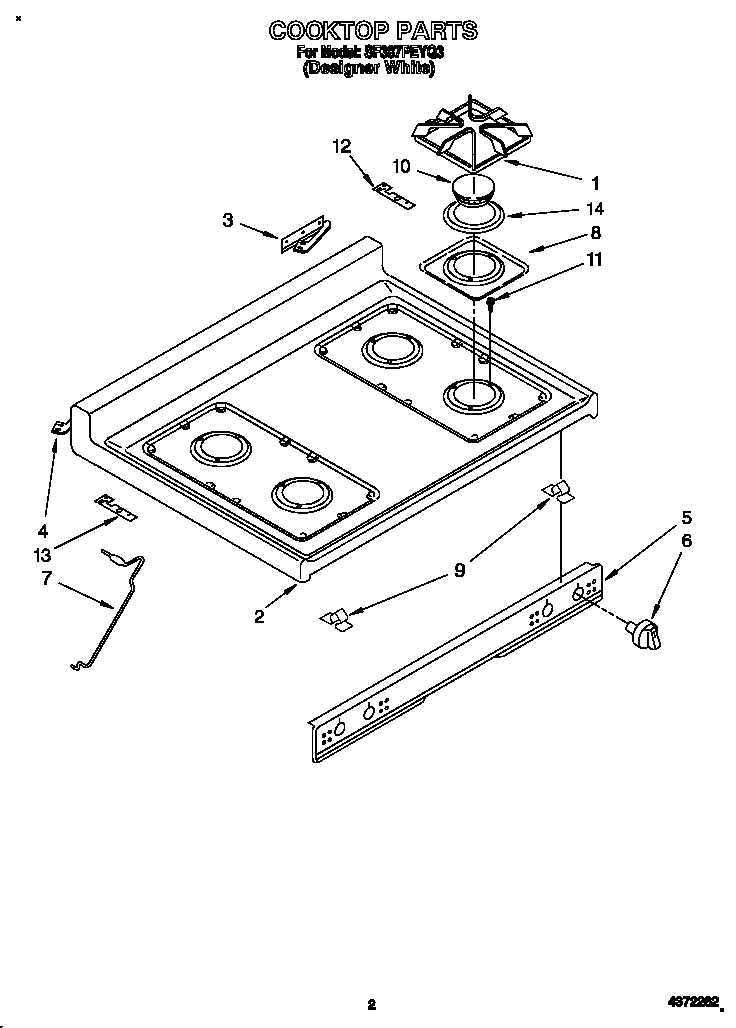 Whirlpool SF387PEYQ3 cooktop diagram