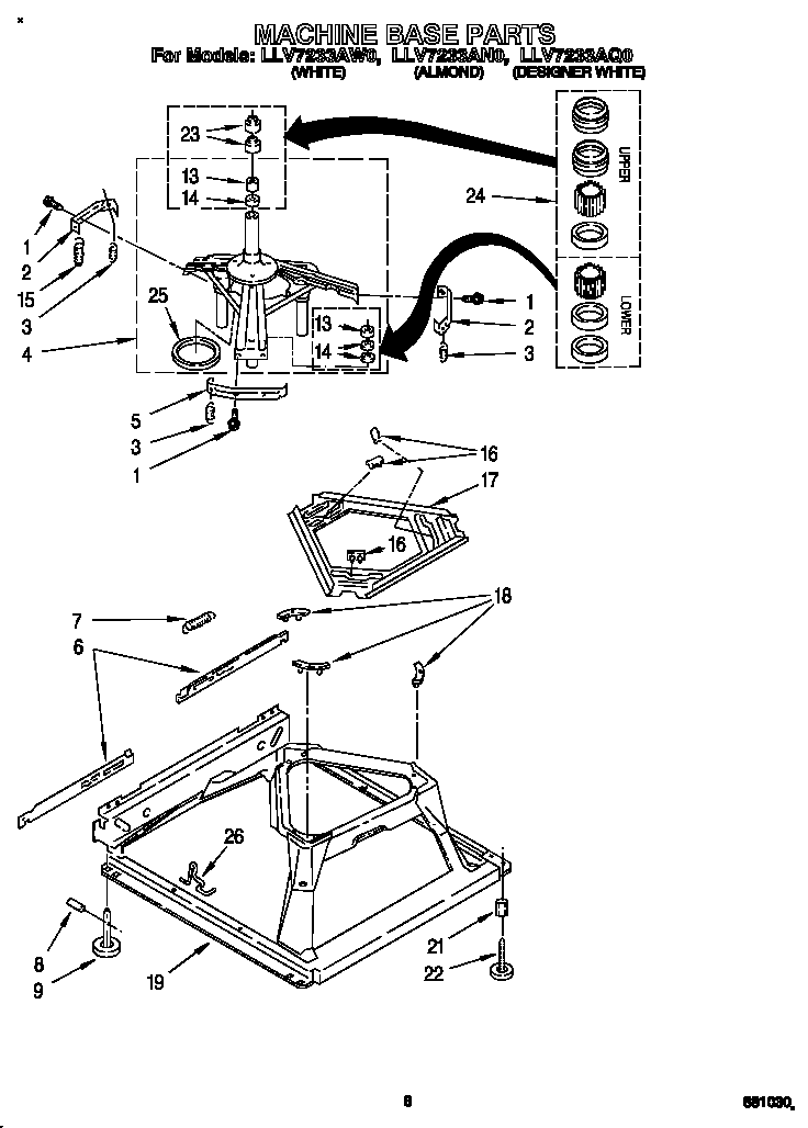 Whirlpool LLV7233AW0 machine base diagram