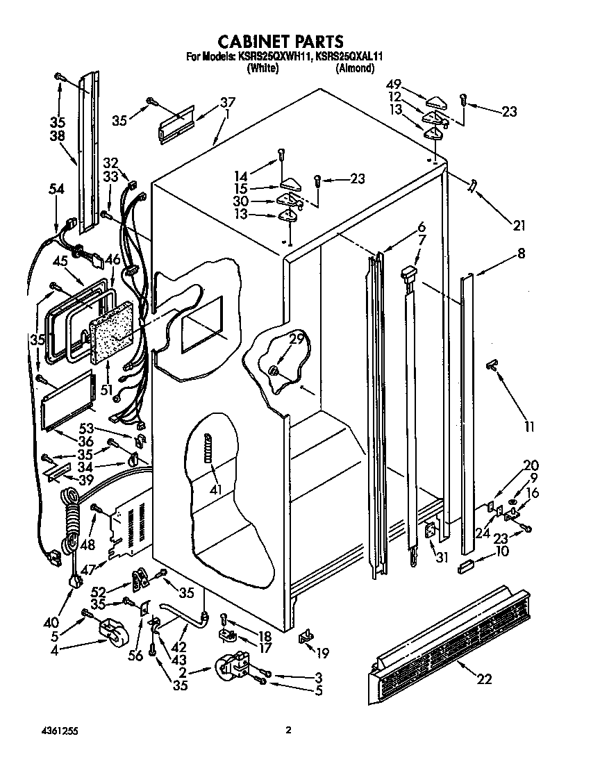 KitchenAid KSRS25QXWH11 cabinet diagram