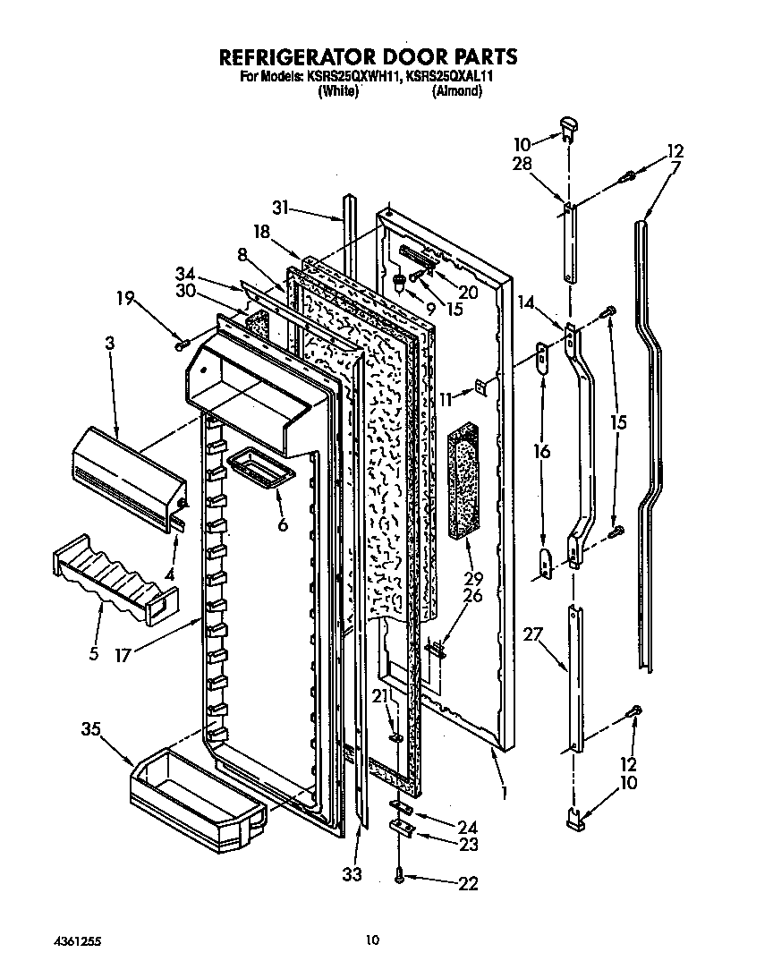 KitchenAid KSRS25QXWH11 refrigerator door diagram