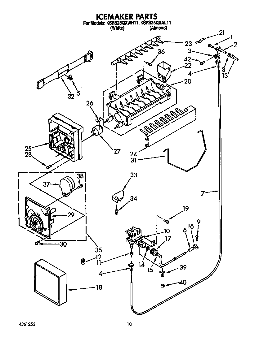 KitchenAid KSRS25QXWH11 icemaker diagram