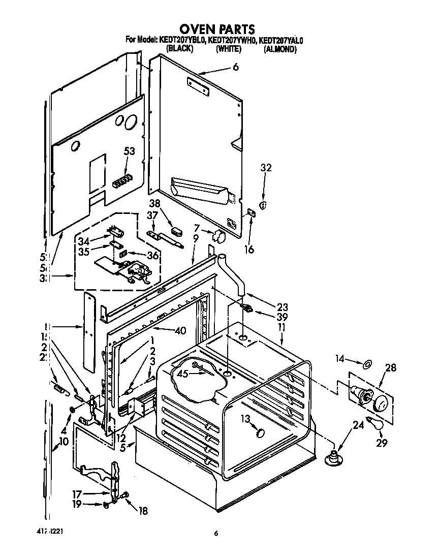 KitchenAid KEDT207YWH0 oven diagram
