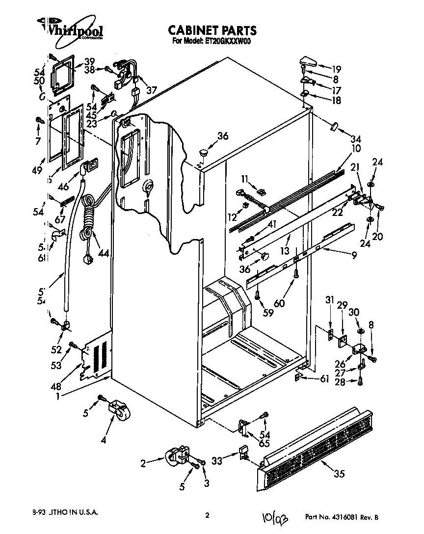 Whirlpool ET20GKXXW00 cabinet diagram