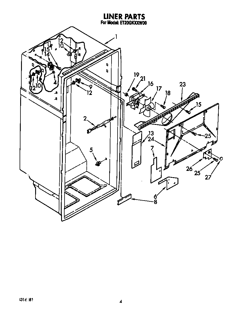 Whirlpool ET20GKXXW00 liner diagram