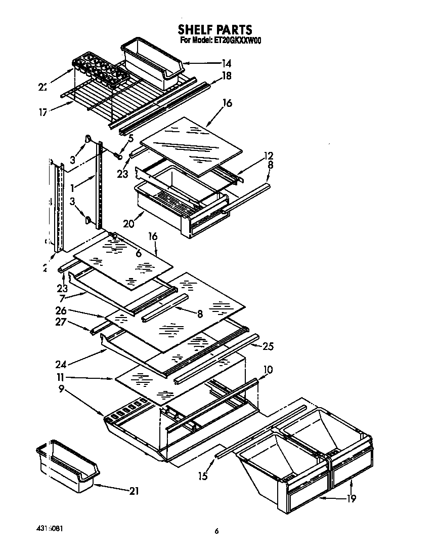 Whirlpool ET20GKXXW00 shelf diagram