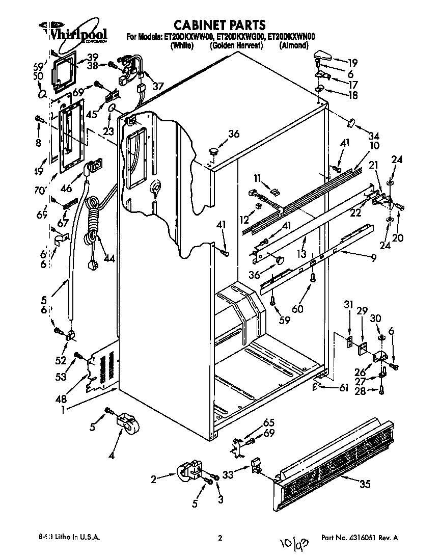 Whirlpool ET20DKXWW00 cabinet diagram