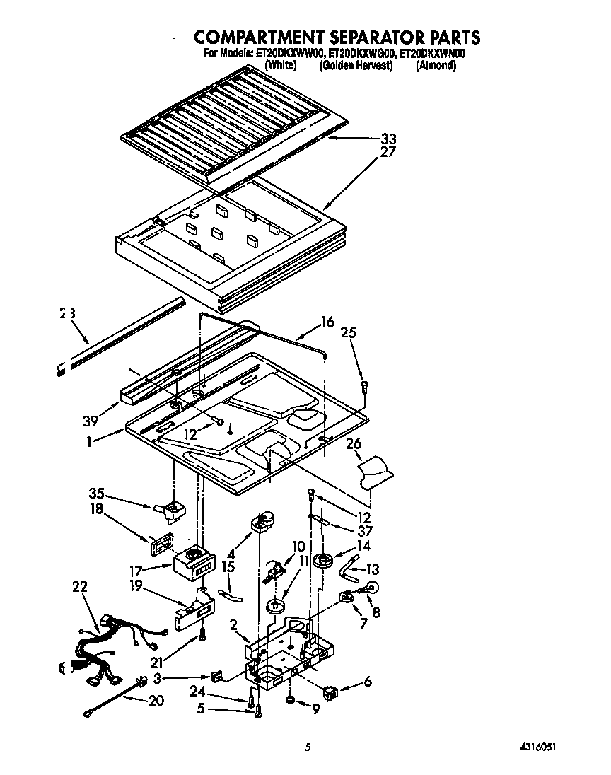 Whirlpool ET20DKXWW00 compartment separator diagram
