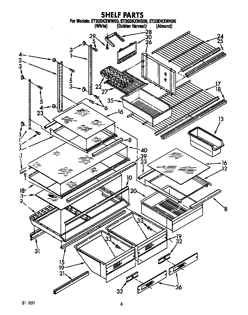 Whirlpool ET20DKXWW00 shelf diagram