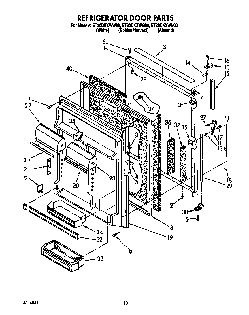 Whirlpool ET20DKXWW00 refrigerator door diagram
