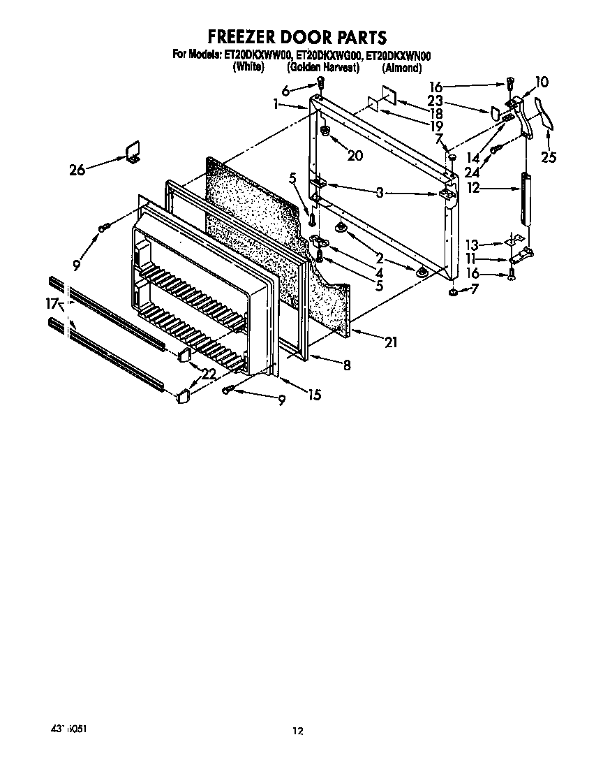 Whirlpool ET20DKXWW00 freezer door diagram
