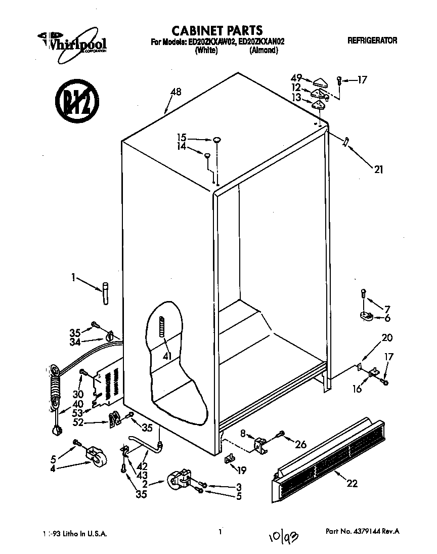Whirlpool ED20ZKXAW02 cabinet diagram