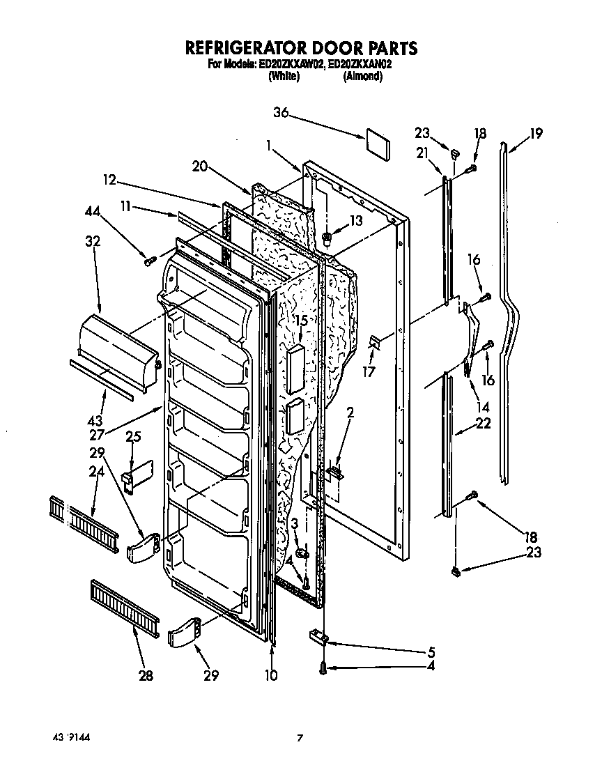 Whirlpool ED20ZKXAW02 refrigerator door diagram