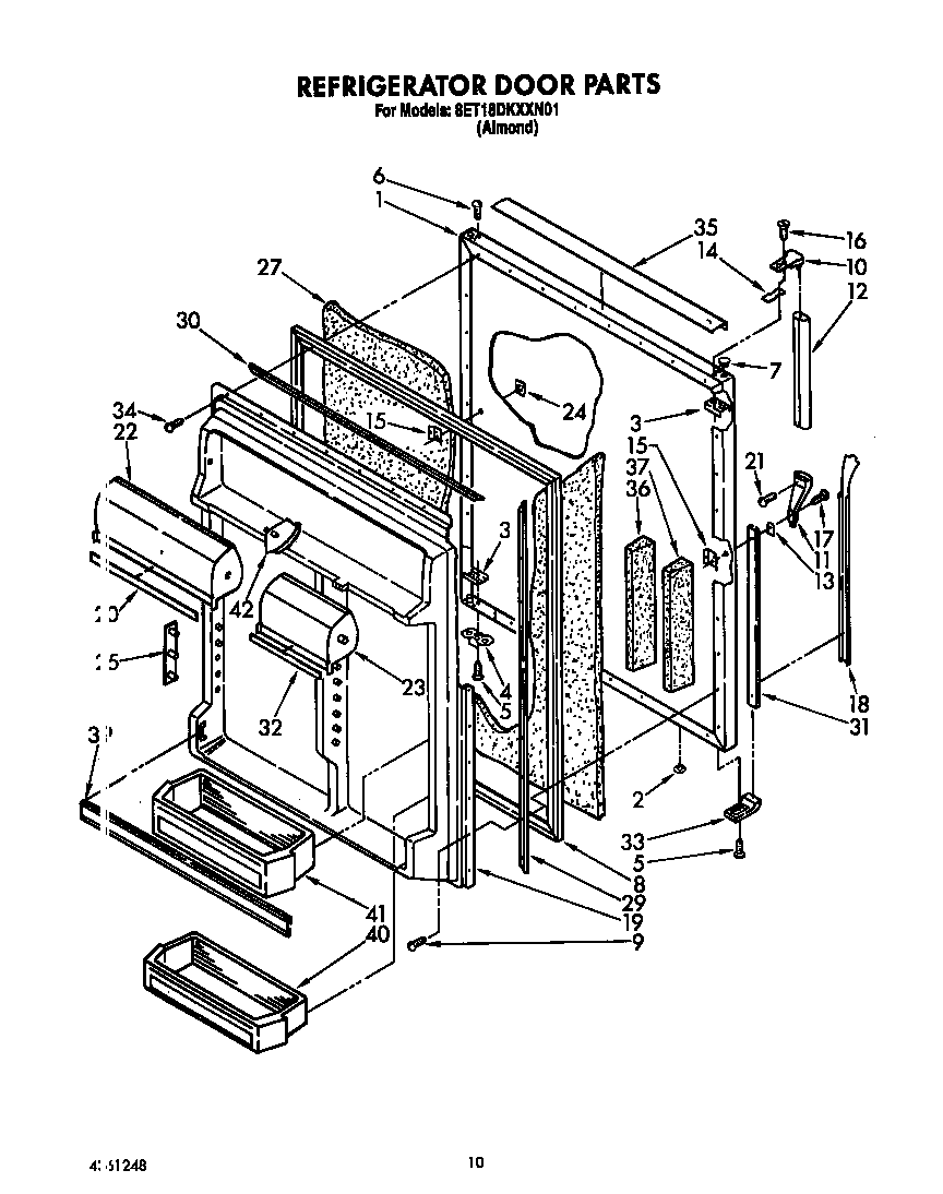 Whirlpool 8ET18DKXXN01 refrigerator door diagram