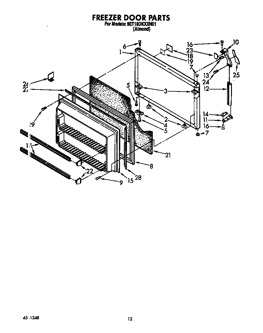 Whirlpool 8ET18DKXXN01 freezer door diagram