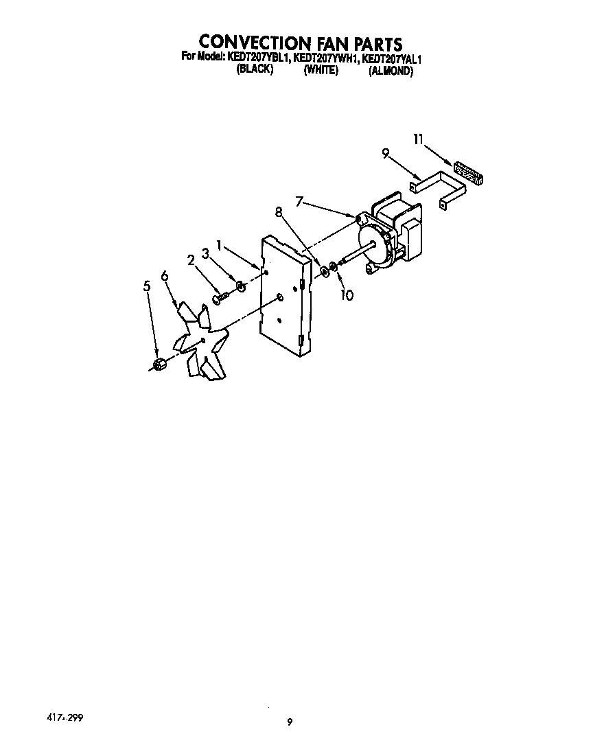 KitchenAid KEDT207YWH1 convection fan diagram